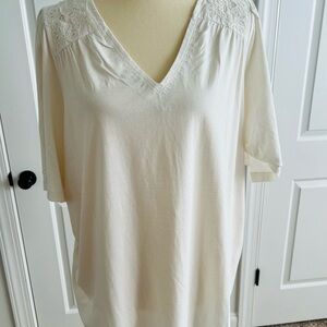 Style & Co. Plus Size 2x Cream color Top with Embellished Neckline